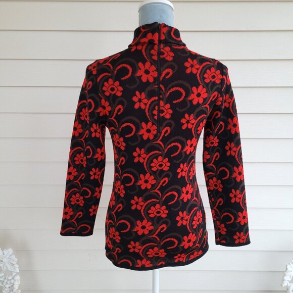 Vintage 60s / 70s Angelli Knitting Mills stretchy floral long sleeve shirt - Picture 4 of 7